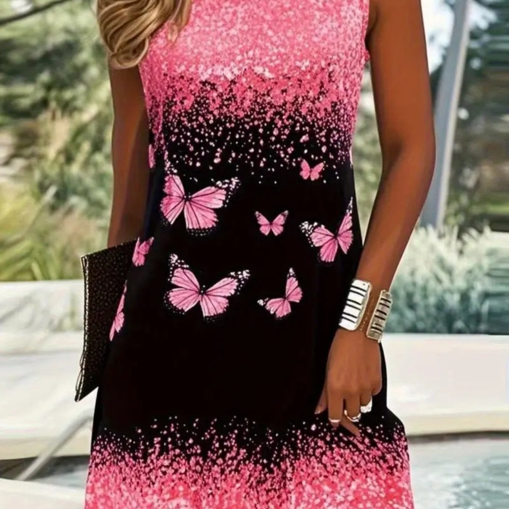 Embellished Pink and Black Midi Sundress